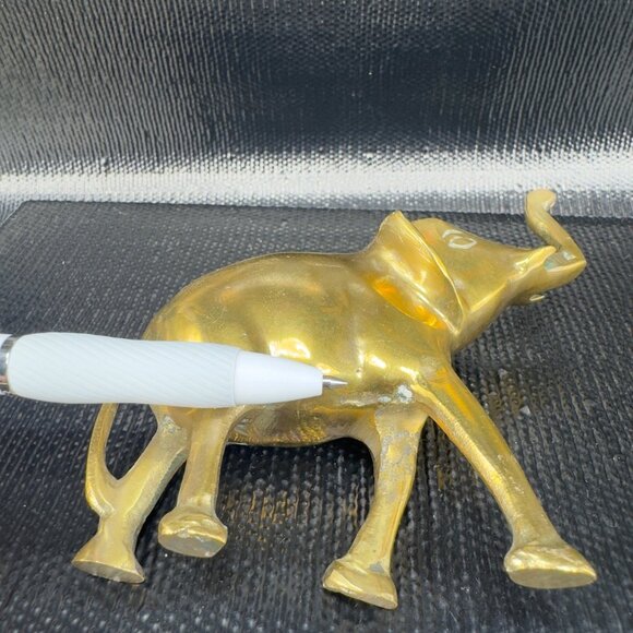 Vintage 1980s Heavy Metal Brass Elephant Figurine Set 2 Figure Decorative VTG - Picture 6 of 13